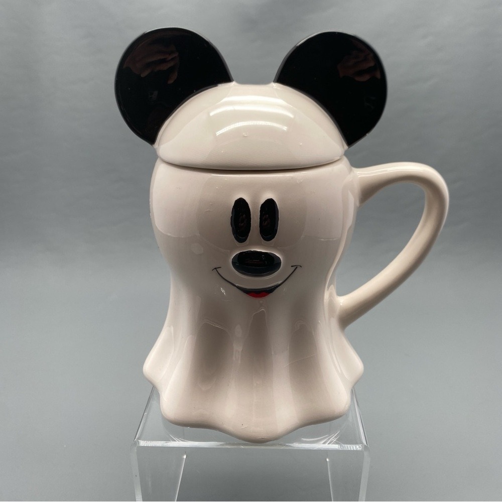 Disney Mickey Mouse Ghost Mug With Lid | Halloween